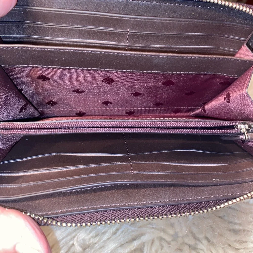 kate spade New York Pink and Burgundy Saffiano Zip Wallet